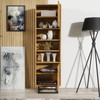 175cm Display Cabinet Oak | 2 Doors & Shelves | Metal Frame Tall Storage Unit
