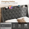 Full Size Bed Frame with Charging Station, Storage 4 Drawers and Headboard