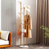 Metal Coat Rack Stand Hall Tree w/ 3-Tier Shelves 9 Hooks Marble Base Gold Frame