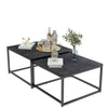 2 Pack Nesting Coffee Table Large 60cm 70cm Marble Top Living Room Display Table