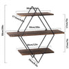 Floating Wall Mounted Display Shelf 3 Tiered Wooden Shelves Black Frame Shelving