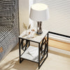 Real Marble Coffee Table Living Room End Side Table Bedside Furniture Black Legs