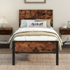 Double Bed Frame Industrial Metal Platform Bed with Headboard and Footboard