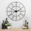 80CM Large Skeleton Metal Roman Wall Clock Big Numerals Giant Open Round Face