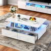 High Gloss LED Coffee Table With Storage 4 Drawers Modern Living Room Oxebnievwb