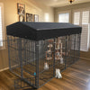 XXL Large Outdoor Dog Kennel Crate Fully Covered Roof Dog Fence Pen Feeder Door