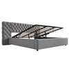 6ft Ottoman Hydraulic Storage Bed Frame w/ Reading Light, Wide Headboard, Velvet