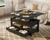 Lift Top Coffee Table 100x50cm with Storage Drawers & Shelf Black Living Room