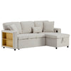 Corner Sofa Bed 3 Seater Sofa with Storage & Bed Function for Small Space, Beige