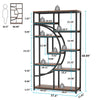 Industrial 5 Tier Etagere Bookcase, Freestanding Tall Bookshelf Display Shelf