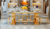 Luxury Marble Table Dining Set of 6 Chairs in Grey Leather & Marble Dining Top