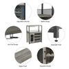 36" Tall Bar Rack Cabinet,Adjustable Shelves&Glass Cup Holder,for Kitchen