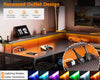 L Shaped Gaming Desk with LED Lights & Power Outlets, 168×120cm Reversible Corne