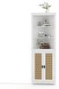 64" Farmhouse Corner Cabinet, 6-Tier Storage Cabinet with Barn Door & Shelves