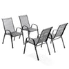 Stackable Garden Chairs Set of 4 Outdoor Patio Furniture Weather-Resistant Grey