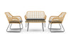 Rattan Garden Furniture Set Sofa Chairs Glass Table Wicker Grey Cushions 4PCS