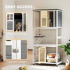 Wooden Cat House, Catio Cat Outdoor Enclosure with Platforms, White