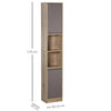 Tall Bathroom Cabinet, Oak Wood Effect Bathroom Tallboy Storage Unit,
