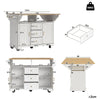 Kitchen Island on Wheels Rolling Storage Trolley with Extendable Worktop, White