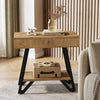 End Side Table for Living Room, Narrow Couch Arm Side Table with Storage Shelves