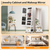 Jewelry Cabinet with Full Length Mirror & Drawer & Wheels, 360° Rotating