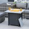 Square Propane Fire Pit Table 40000 BTU Gas Firepit w/ Lava Rocks and Lid