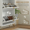 Narrow Shoe Cabinet with Adjustable Shelves for 12 Pairs of Shoes, White