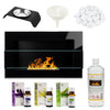 BIOETHANOL FIREPLACE 650x400 BLACK GLOSS DESIGN ECO TAMPERED GLASS + ACCESSORIES