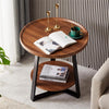 Round Coffee Table，2 Tier Side Table with Storage Shelf，Steel Frame Nightstand