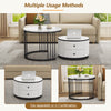 Nesting Coffee Tables Set of 2 Round Sofa Side Tables with Storage Living Room