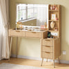 Dressing Table Tempered Glass Top Vanity Makeup Desk 5 Drawers LED Mirror