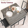 3-Piece Dining Table Set with 2 Upholstered Chairs, Grey Kitchen Table Set for 2