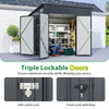 Triple Door Garden Storage Shed Galvanized Steel Sloped Roof Backyard Bike Tool