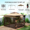 3 X 3(M) Pop up Gazebo Tent with Netting, Height Adjustable, Beige