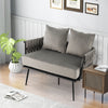 2 Seater Velvet Sofa Loveseat with Armrests Removable Seat Cushion Grey