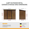 4 x 8FT Garden Shed Metal Steel Pent Roof Outdoor Storage Shed Free Foundation