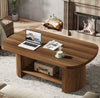 Oval Coffee Table, 2-Tier Modern Coffee Table Accent Center Table with Storage