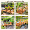 6FT Wooden Garden Bridge with Safety Railings, Classic Arc Footbridge