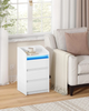 LED Bedside Table 3 Drawers Storage Cabinet Slim Nightstand w/Charging Station✅