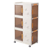 3Pcs Large Storage Boxes Foldable Plastic Stacking Clothes Baskets w Hook&Wheels