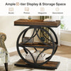 Industrial Side Table Narrow Small End Table with 3-Tier Storage for Living Ro