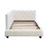 Upholstered Single Bed Frame 3ft Daybed w/ Headboard, Boucle, 90x190 cm, Beige
