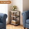 Sofa Side Table 3-Tier End Table Bedside Table with Metal Frame Nightstand