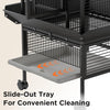 60in Large Pet Bird Cage with Rolling Stand Metal Parrot Cage with Play Top Bowl