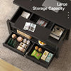 Lift Top Coffee Table 100x50cm with Storage Drawers & Shelf Black Living Room