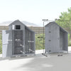 Garden Outdoor Wooden Tool Storage Shed With 3 Shelves, Firewood Rack, Grey