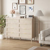 8 Drawer Dresser Rattan Dresser for Bedroom Living Room Chest of Drawer w/Handle
