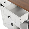 Rolling Kitchen Island Storage Trolley Cart Cabinet with 3 Drawers & Barn Doors