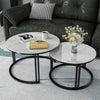 Glossy Round Nesting Coffee Table Set 2 Scratch Resistant Marble Side End Tables