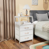 White 3-Drawer Bedside Table w/ Open Shelf,Small Storage Nightstand for Bedroom